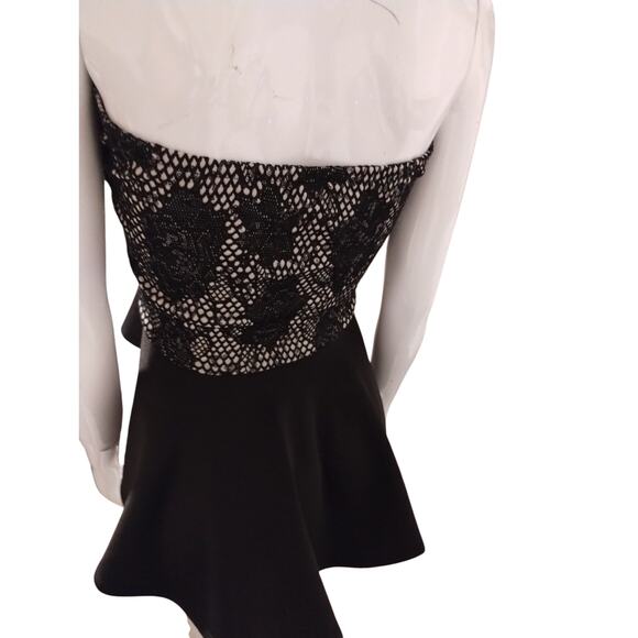 Y2K Windsor Women's size L Fish Net Sequin Floral Hi-Low Whimsigoth Peplum Top - Picture 7 of 12